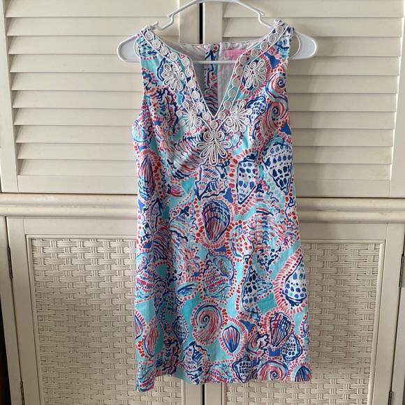 Lilly Pulitzer Dress size 2 seashell beach dress red pink blue white - Picture 7 of 9